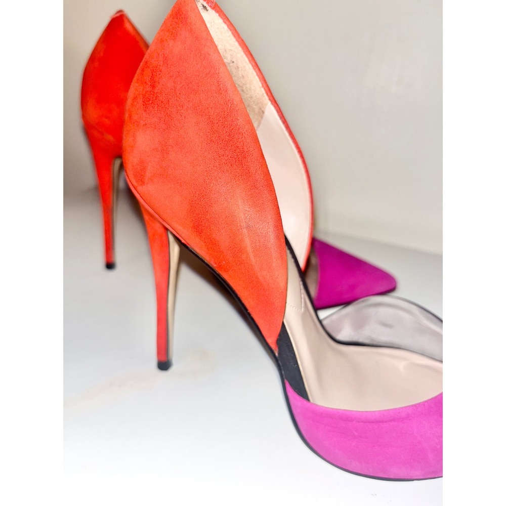 ALDO Nydelaclya‎ Pink Orange Suede Heel Pumps Stiletto Clear Inlay | Women's 6.5 - Picture 9 of 13